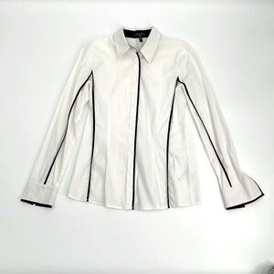 UEC Escada white blouse with black piping and cuffs size 34/4 small